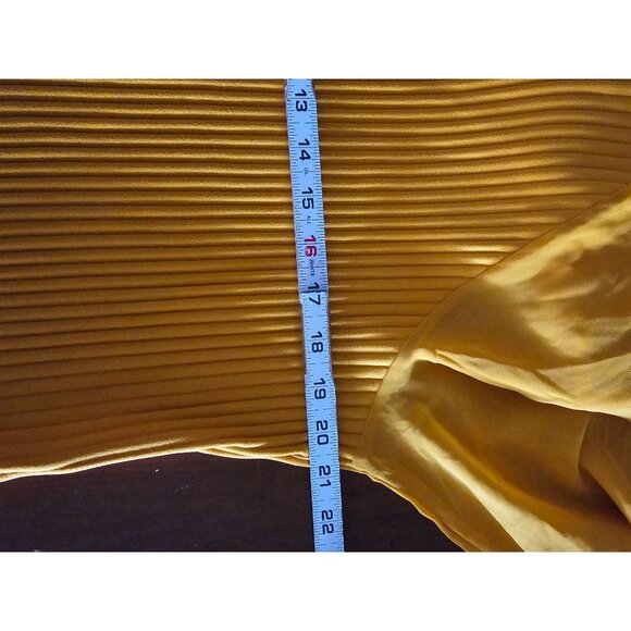 Marc New York Andrew Marc Mustard Yellow XL Long Sleeve Pleated Mock Neck Blouse - Picture 4 of 9